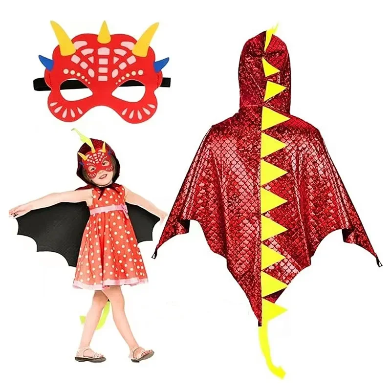 Child Green Dinosaur Cloak wit - مراجعة Kids Face Mask وسعره