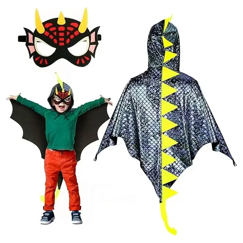 Child Green Dinosaur Cloak wit - مراجعة Kids Face Mask وسعره