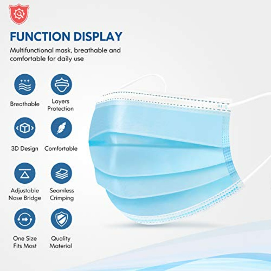 Face Mask Disposable Adults 3P - مراجعة Disposable Mask Blue وسعره