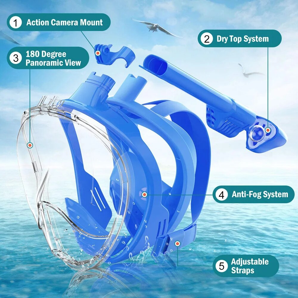 Underwater Snorkeling Full Fac - مراجعة Anti Pollution Mask وسعره