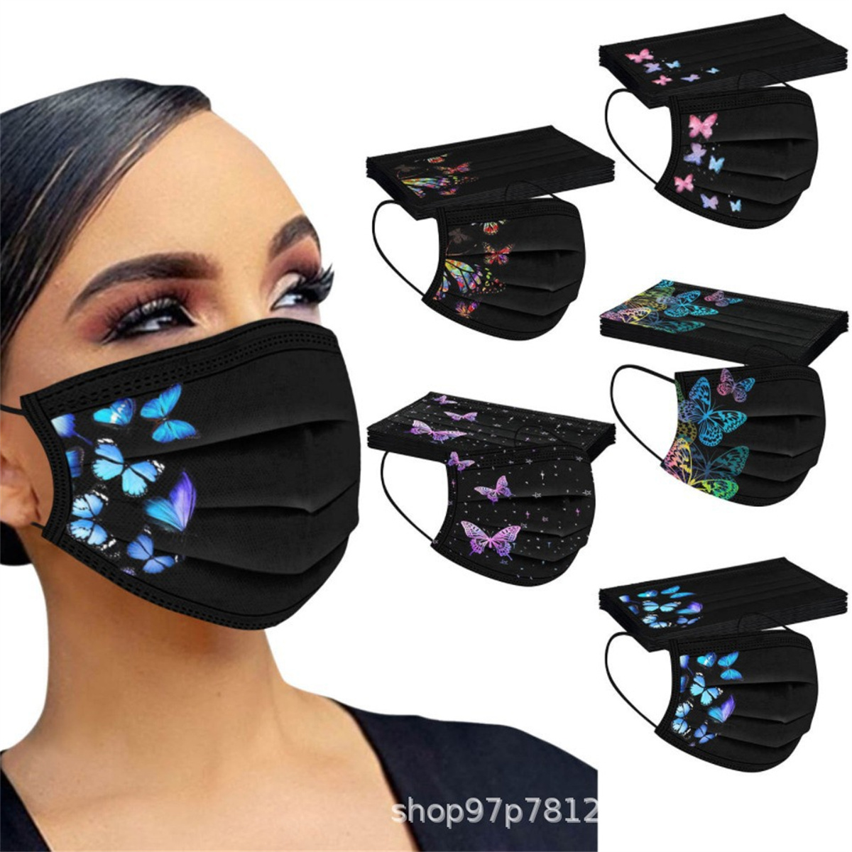 50pcs colorful butterfly print - مراجعة Disposable Surgical Mask وسعره