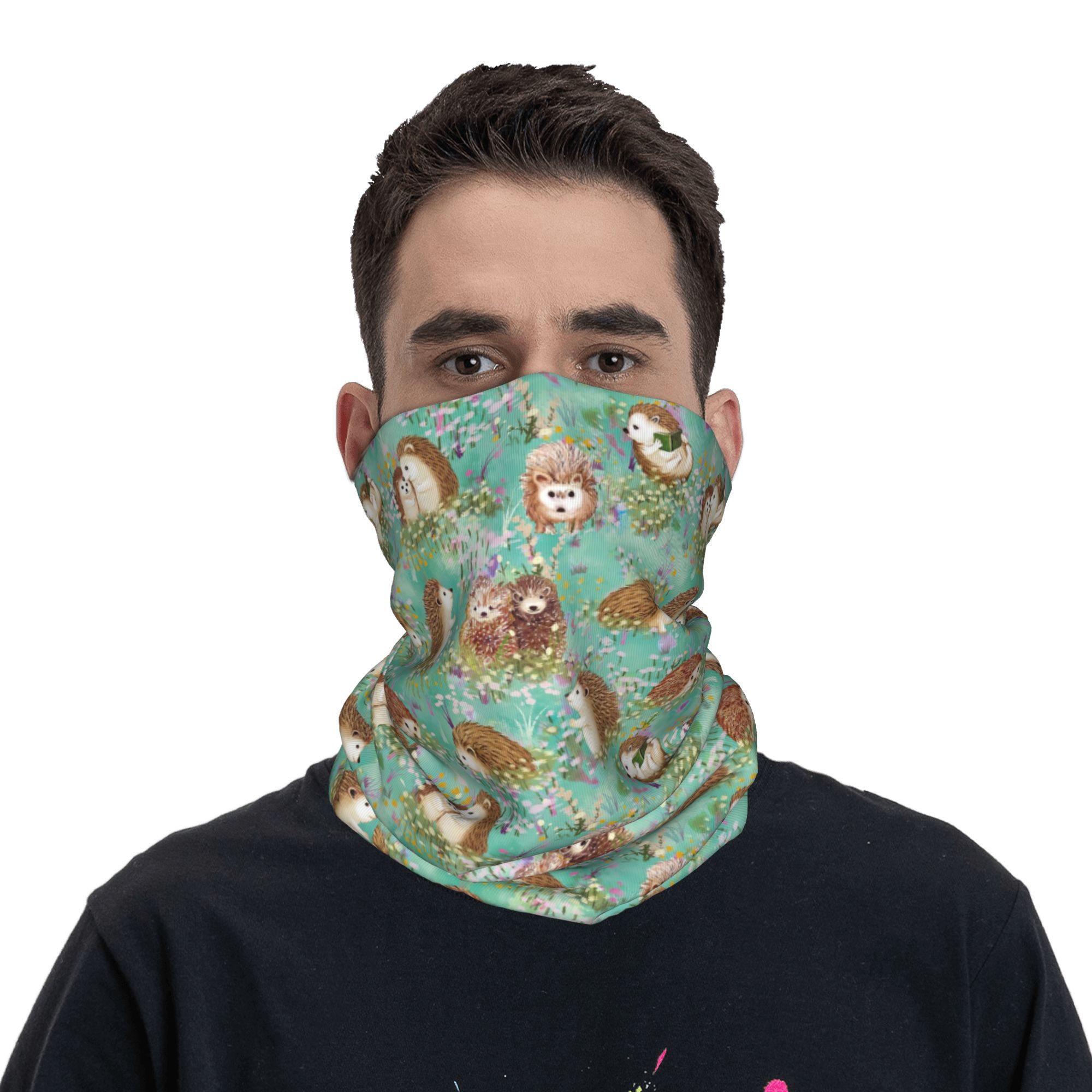 Autumn Hedgehog Spring Floral  - مراجعة Neck Gaiter Face Cover وسعره