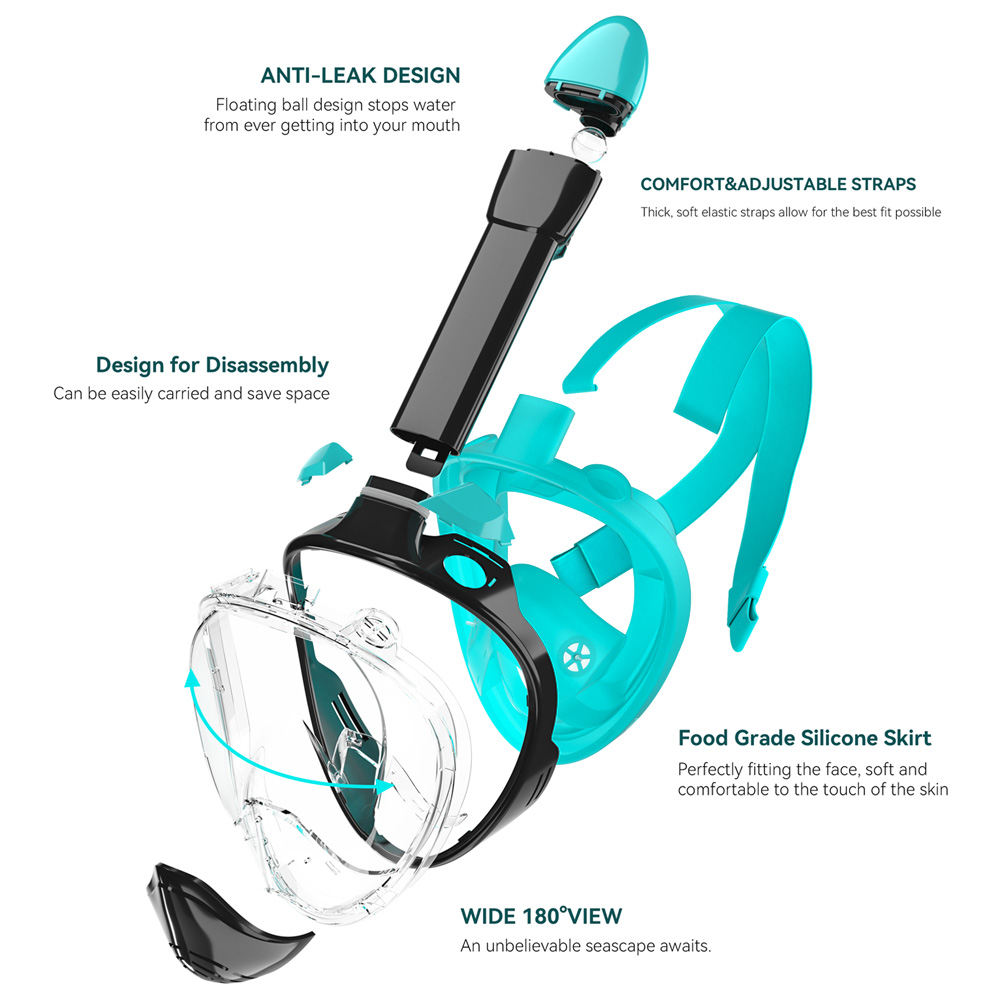 Full Face Snorkel Mask Silicon - مراجعة Silicone Mask Bracket وسعره