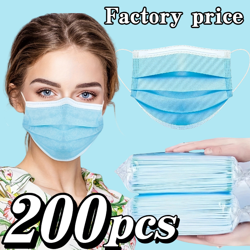 200Pcs Thickened Blue Disposab - مراجعة Disposable Mask Blue وسعره