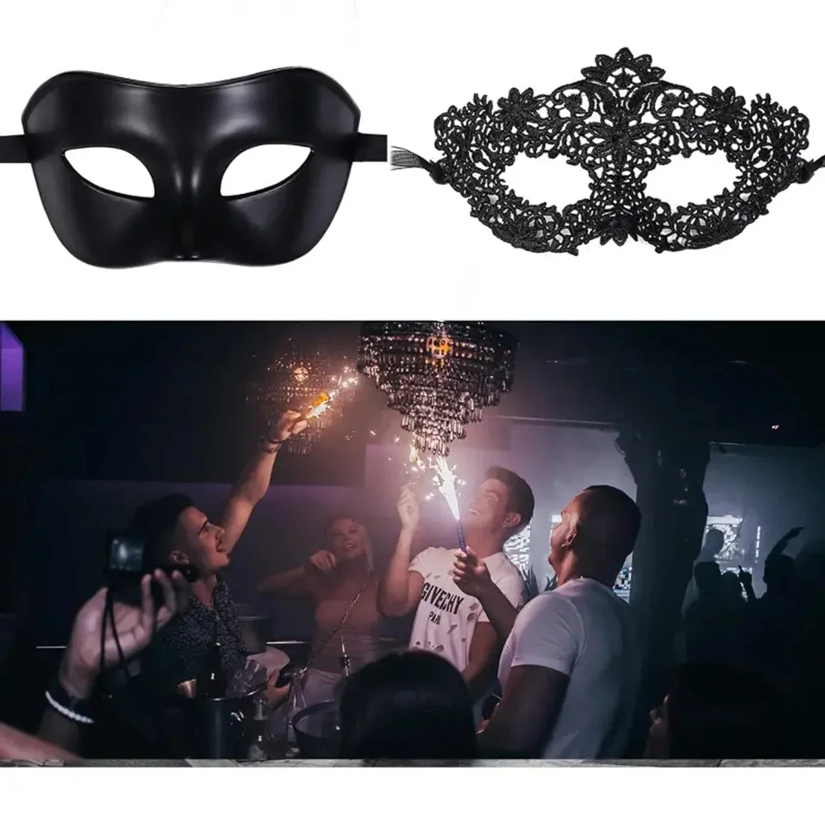 2pcs Elegant Black Lace Masque - مراجعة Black Face Mask Pack وسعره